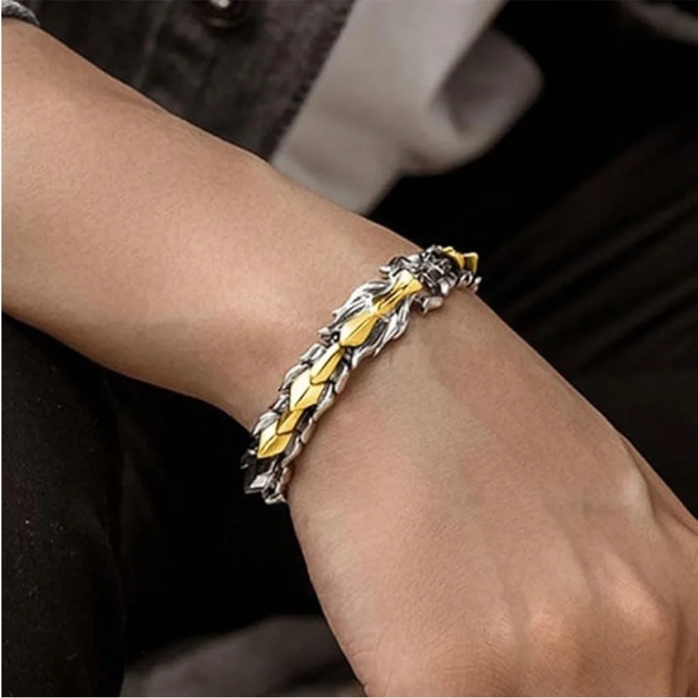 Obsidian Men Dragon Chain Bracelet